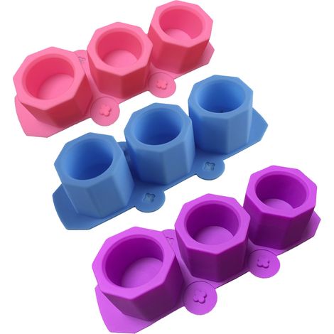 Lot de 3 moules en silicone pour la fabrication de pots de fleurs en béton, idéaux pour les plantes succulentes (bleu, rose, violet). (1/5)