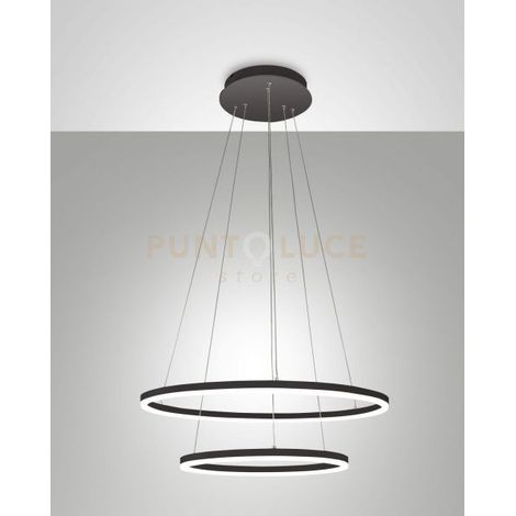 GIOTTO SOSPENSIONE 2 LUCI NERA D.60+D.40CM A LED 3000K - 52W - 5320 lm DIMMERABILE SMART C/ACC.