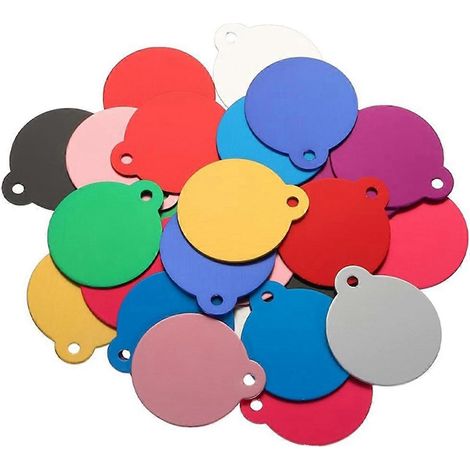 30 étiquettes rondes vierges gravées au laser, 10 couleurs, adaptées aux étiquettes pour animaux de compagnie et aux objets artisanaux. (1/4)