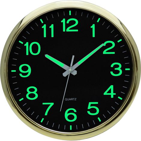 Horloge murale lumineuse sans bruit de tic-tac, silencieuse, 30 cm, vintage, moderne, pour salon, cuisine, chambre à coucher, bureau, école, chambre d'enfant, gare, salle de bain (or clair) (1/5)