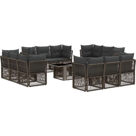 Set Divano da Giardino 13 pz Grigio polyrattan vidaXL (1/5)