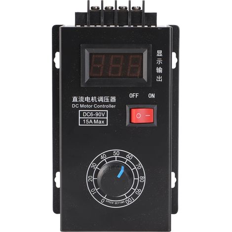 Regolatore di velocità universale per motori DC PWM da 6 V a 90 V con controllore logico programmabile (PLC), regolatore da 15 A e display di tensione (1/5)