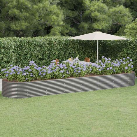 vidaXL Lit surélevé de jardin Acier enduit de poudre 584x140x68cm gris (1/5)