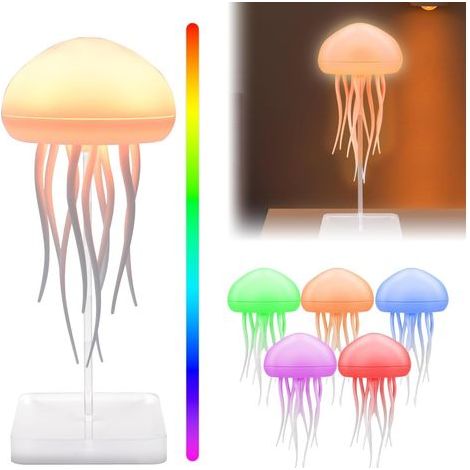 Jellyfish Lamp, LED Night Light, Rotating Tentacles, Voice Mode, USB Rechargeable, Bedroom Decoration (1/5)