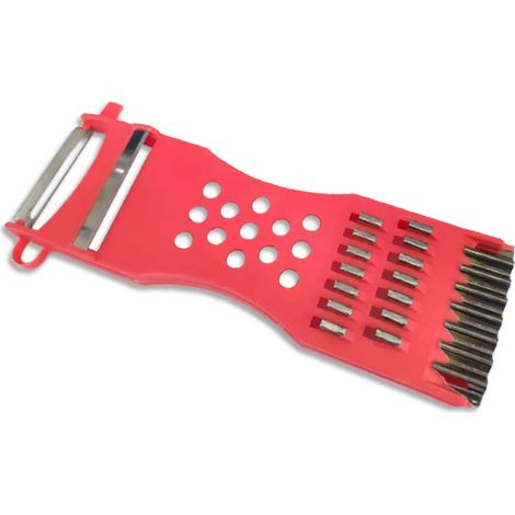 Éplucheur Légumes Multifonction avec Râpe, Gadget de Cuisine Rouge Mini (Boîté) (1/5)