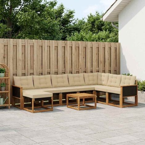 vidaXL Outdoor-Sofagarnitur 9 Stk. Natur und Beige (1/5)