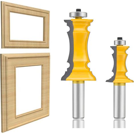 2-teiliges Oberfräsen-Set, 1/2-Zoll-Schaft Holzbearbeitungs-Formfräser, Gehrungsplatten-Schranktür-Fräser (1/2 Vierkant) (1/5)