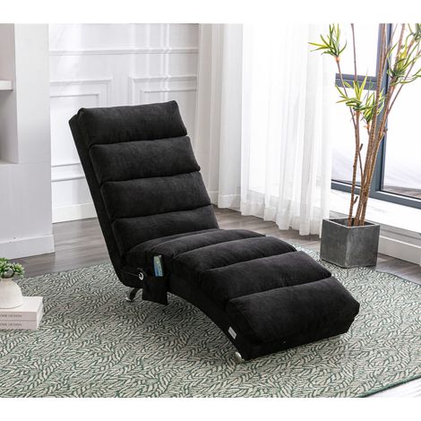 MEUBLIV Schwarze Relaxliege aus Leinen 148x55x84 cm mit sanfter Vibration (1/5)