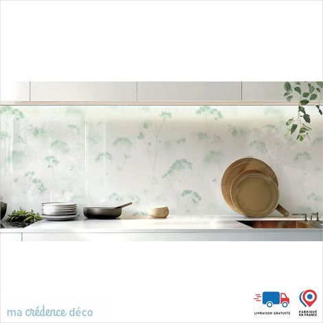 Crédence : Herbes sauvages et légéres - Couleur Vert blanc - Alu composite - 60 - 120 (1/3)
