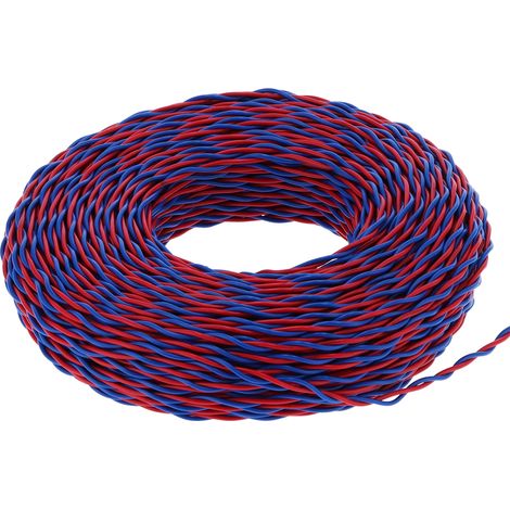 Câble électrique isolé en polychlorure de vinyle RVS-2 x 1 de 100 m, calibre 56, rouge et bleu, pour raccordement électrique 300 V CA. (1/5)