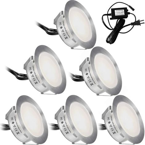 Highsam – Lot de 6 spots encastrables extérieurs IP67 12V – Lumière blanche 10W – Installation facile pour éclairage paysager – Matériaux ABS et acier inoxydable