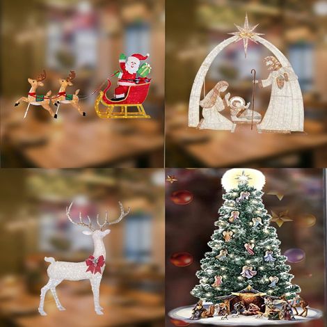 Set mit 4 weihnachtlichen Wandaufklebern für Zuhause, Fenster und Wohnzimmer (1/5)