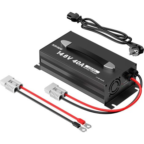 14,6V 40A Batterie LiFePO4 Chargeur, Chargeur Dédié pour Batteries Lithium, Poignée Améliorée, Conception Compacte et Durable avec Protection Complète, Idéal pour 12V Batteries LiFePO4 (1/5)