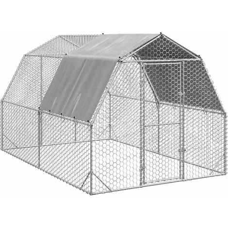Hühnerstall mit Dach 2,5x4x2,25 m Verzinkter Stahl