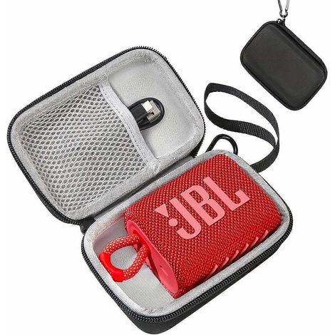 Étui pour enceinte portable, pochette de rangement résistante en EVA avec doublure en filet et fermeture éclair noire, accessoire de voyage compact pour enceinte Go3 (1/5)