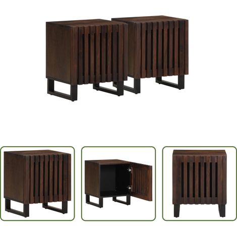 Bois de manguier -  Tables de chevet 2 pcs 40x34x46 cm bois de manguier massif (1/5)