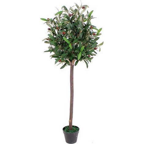 120cm Leaf Design UK Realistic Artificial Olive Tree in Black Plastic Pot