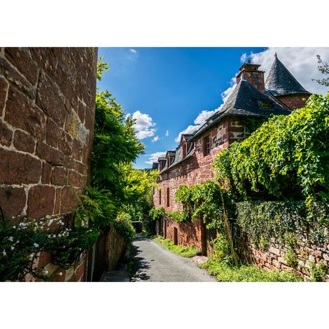 Tableau sur toile rue Collonges-la-Rouge 100x140 cm - Impression sur Toile Murale Décorative - Image imprimée en HD sur Toile - Toile sur Châssis en Bois FSC - Fabriqué en France (1/5)