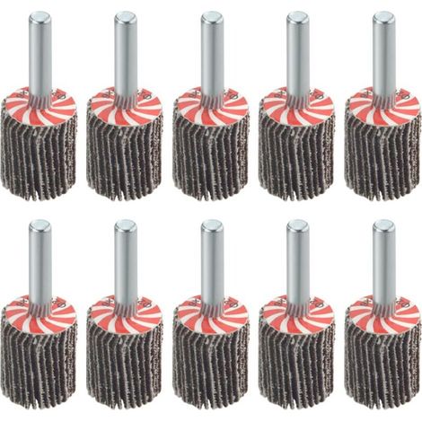 10 Pièces 20×25MM Roues à lamelles montées avec tige 6MM Roues à lamelles 80 Grit Flap Wheels Set
