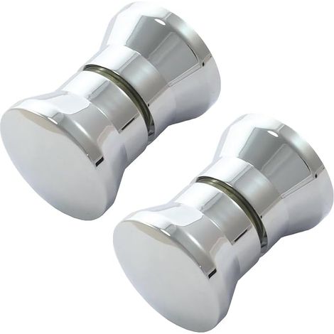 poignées de porte de douche rondes en verre chromé - Pièces de rechange pour cabine de douche, écran de baignoire (1/4)