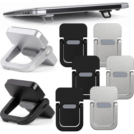 Lot de 8 rehausseurs de clavier portables auto-adhésifs invisibles pour ordinateur portable - Double angle d'inclinaison réglable - Mini support pliable pour ordinateur portable - Pour bureau (1/5)