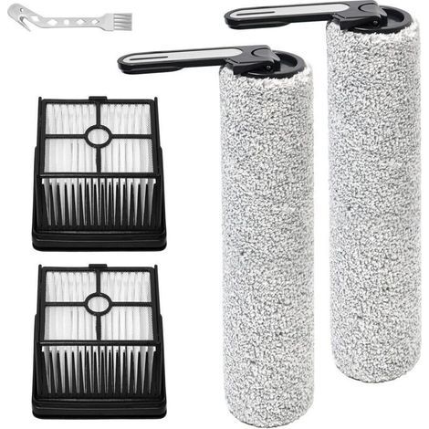 Cepillo giratorio + filtros Repuestos para Redkey W15, para Vozascly W15 accesorios aspiradora de agua y polvo, 2 cepillos de rodillo + 2 filtros HEPA + 1 cepillo de limpieza (1/4)