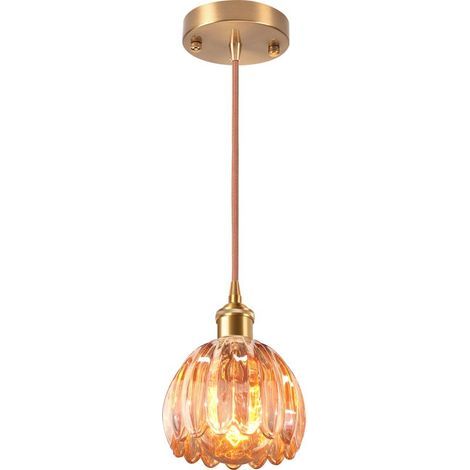 Suspension Luminaire En Verre Plafonnier D'Intérieur Vintage Lustre Rétro Suspension Moderne En Verre Pour Chambre, Salon, Couloir Ambre