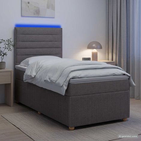 vidaXL Lit boxspring LED avec matelas Taupe 90 x 200 cm Tissu (1/5)