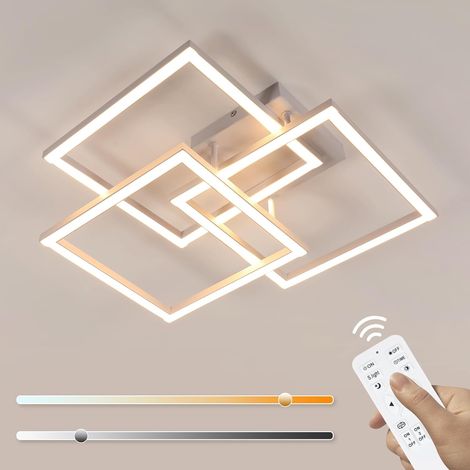 COMELY Plafoniera LED Dimmerabile per Salotto 62CM, 40W 4500LM Luminare da Soffitto Moderno Bianco, Plafoniera con Telecomando 3000K-6500K, Plafoniera Quadrata per Camera Cucina (1/5)