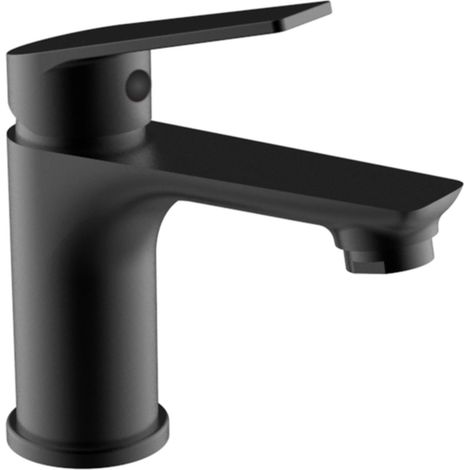 Schläfer 26505812 Miscelatore Monocomando per Lavabo Bagno serie Leonardo con Scarico automatico 1 1/4, Rubinetto Monoforo Lavandino Bagno Cartuccia diam35mm Nero Opaco, Made in Italy (1/5)