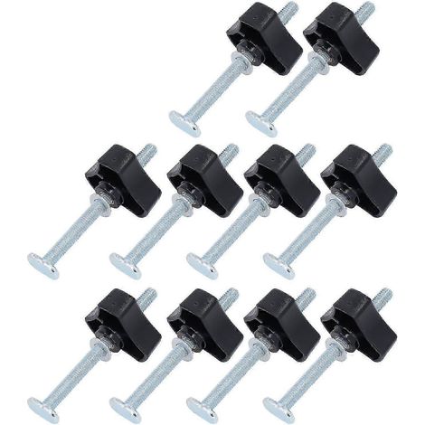 Ensemble de 10 vis, écrous et rondelles filetées M8x100 mm en acier inoxydable pour boutons de rail en T, compatibles avec les accessoires de menuiserie, haute qualité (1/5)
