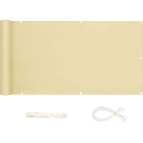 Balkonsichtschutz Balkonbespannung 100% Polyester Sichtschutz Balkonabdeckung / Beige, 75 x 500cm