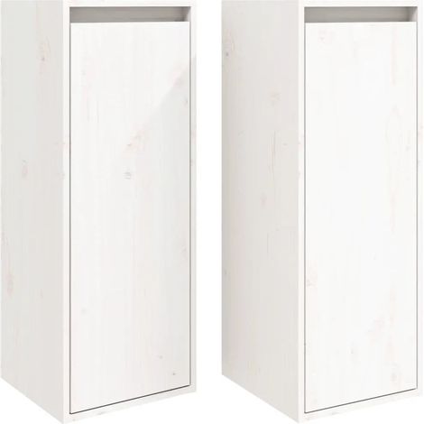 Conjunto de 2 prácticos armarios de pared decorativos de 30 x 30 x 80 cm en madera maciza de pino blanco 020048097 (1/5)