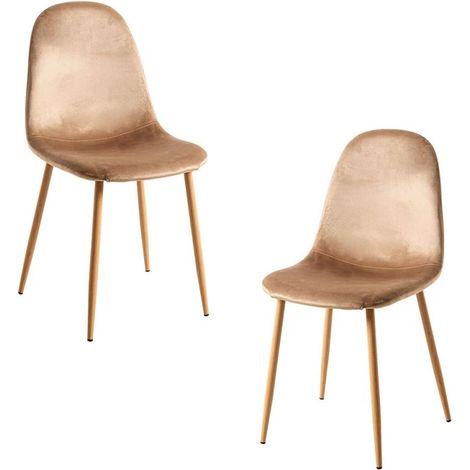 Packs Sillas Comedor - Pack 2 Sillas Teok Terciopelo - Marrón claro (1/5)