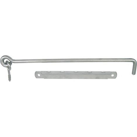 Afbat – Crochet et crémaillère inox pour menuiserie bois – Diamètre 8 mm – Longueur 300 mm – Arrêt et butée de volet
