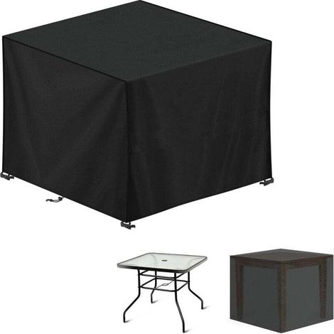 Gartenmöbel-Abdeckung, Gartentischabdeckung, Gartentischplane aus 420D Oxford-Gewebe, Schutzhülle für den Gartentisch, wasserdichte Gartentischabdeckung, quadratisch, 60 x 60 x 60 cm