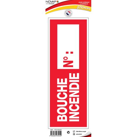 Panneau Bouche d'incendie n° - Vinyle adhésif 330x120mm - 4230450