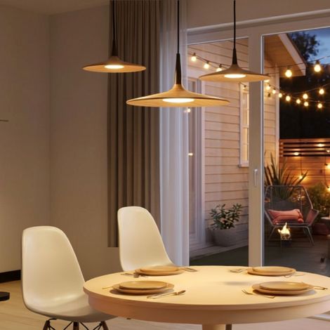 Lámpara Colgante LED 5W 3000K Círculo de Madera - Iluminación Moderna y Natural (1/5)