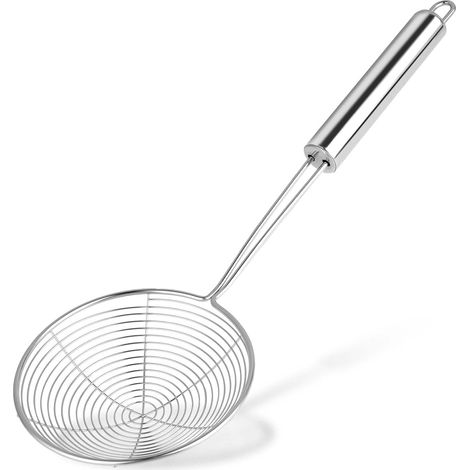 Écumoire en acier inoxydable - Passoire à mailles fines - Cuillère à trous avec manche - Passoire à soupe - Convient pour les pâtes, la cuisson et la friture (1/5)