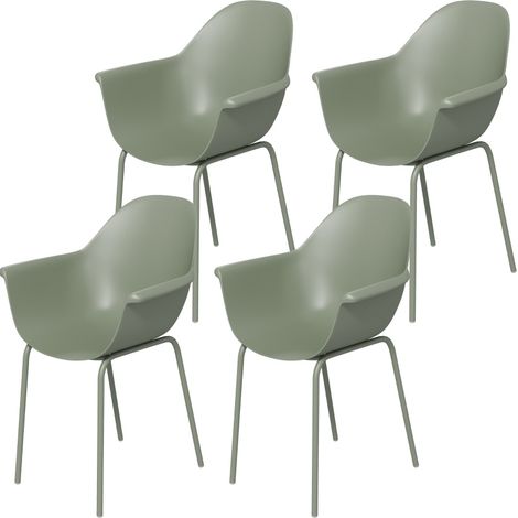 CHICFURN Set di 4 sedie da giardino 59 x 55 x 84 cm verdi in plastica e metallo (1/5)