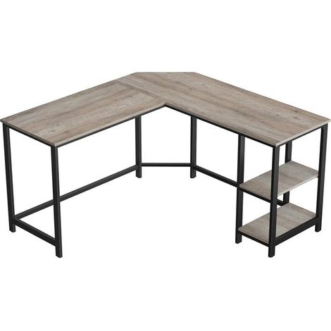 Escritorio de esquina mesa de ordenador en forma de L mesa de estudio con estante de almacenamiento para oficina en casa ahorra espacio fácil montaje estilo industrial 138 cm beige y negro 120001335 (1/2)