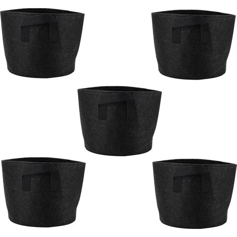 5 Sacs de Culture 3 Gallons Tissu Non Tissé Pots de Jardinage pour Légumes Tomates Pommes de Terre Fleurs Conteneurs de Croissance Noirs (1/5)