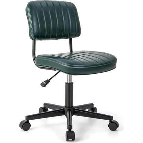 COSTWAY Ergonomic PU Leather Desk Chair Adjustable Height No Armrest Colorful (1/4)
