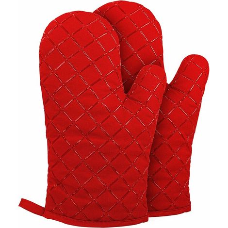 DEESSE SHOP - Gants de four résistants à la chaleur - Gants de cuisine en silicone antidérapants pour griller/cuisiner/cuire/barbecue - 1 paire, rouge (1/5)