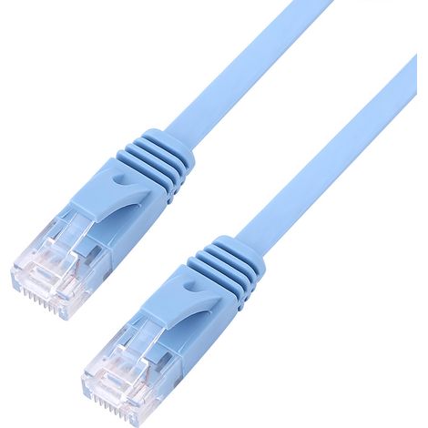 Câble Ethernet plat RJ45 CAT6 pour réseau local (LAN), UTP, bleu, 0,5 mètre. (1/5)