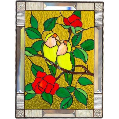 Vitrail Cardinal Panneau Décoratif en Verre Suspendu pour Mur, Ornement Fait Main, Décoration Murale Artistique (1/5)