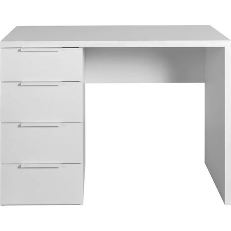 Weiße Schreibtisch mit 3+1 Schubladen, FSC, 110x59,6x75,4