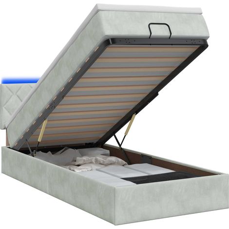 Maison Exclusive - Letto Ottomano con Materasso e LED Grigio Chiaro 90 x 190 cm (1/5)