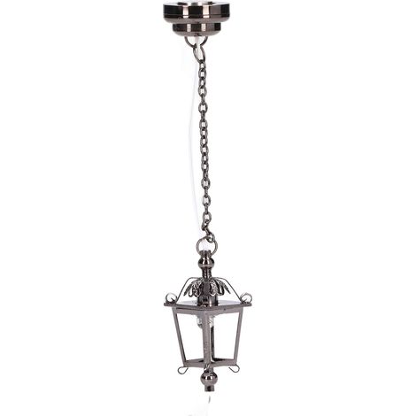 Lustre Miniature 1:12 pour Maison de Poupée, Lanterne Victorienne Noire avec Aimant Adhésif (1/5)