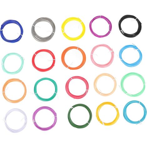 Filaments Pcl pour Stylo 3d 1,75 Mm, 5 Mètres, 20 Couleurs, Recharge D’impression 3d Compatibles Stylos et Imprimantes, Fournitures de Fabrication Additive pour Création (1/5)